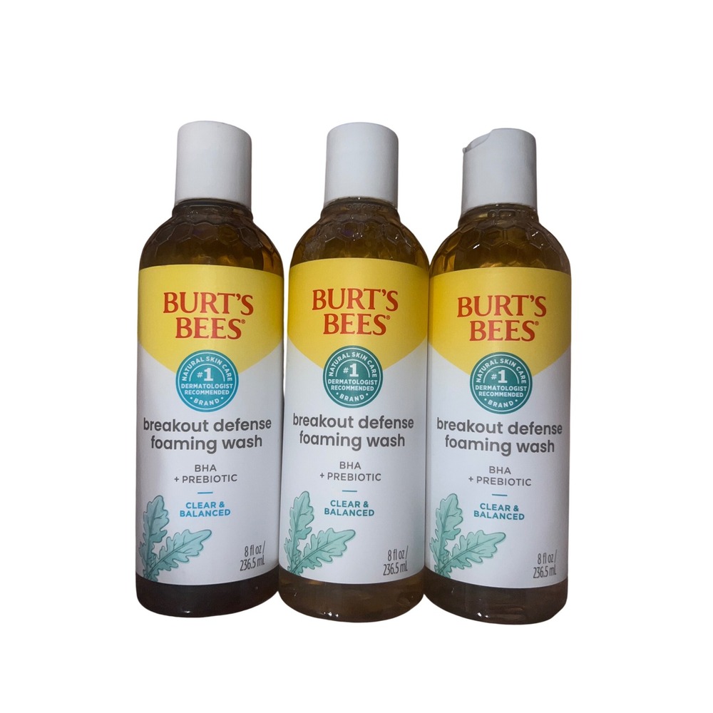 3pk Burts Bees Breakout Defense Foaming Wash BHA Prebiotic 8oz Clear Balanced